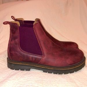 Birkenstock Stalon Burgundy Chelsea Casual Boots Leather Size42